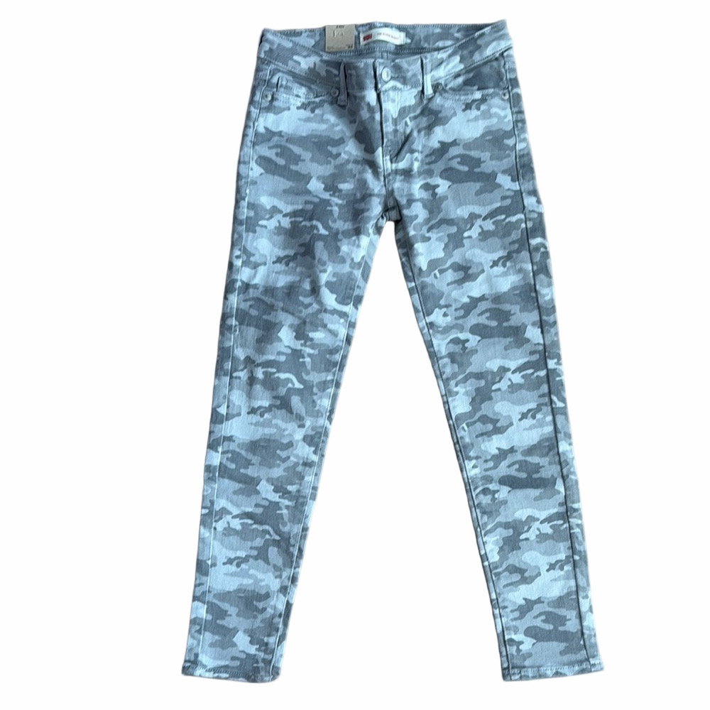 NWT Levi’s 710 Super Skinny Girls Size 8 Regular Gray Camo Stretch Jeans